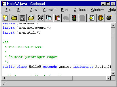 Screenshot of the editor window
